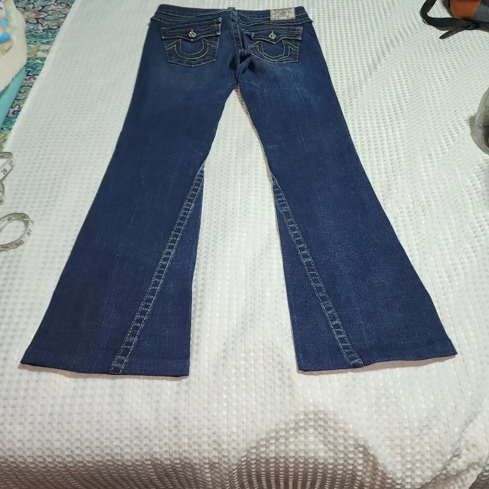 TRUE RELIGION EUC WOMEN'S SIZE 29 JOEY FLARE DENIM BLUE JEANS